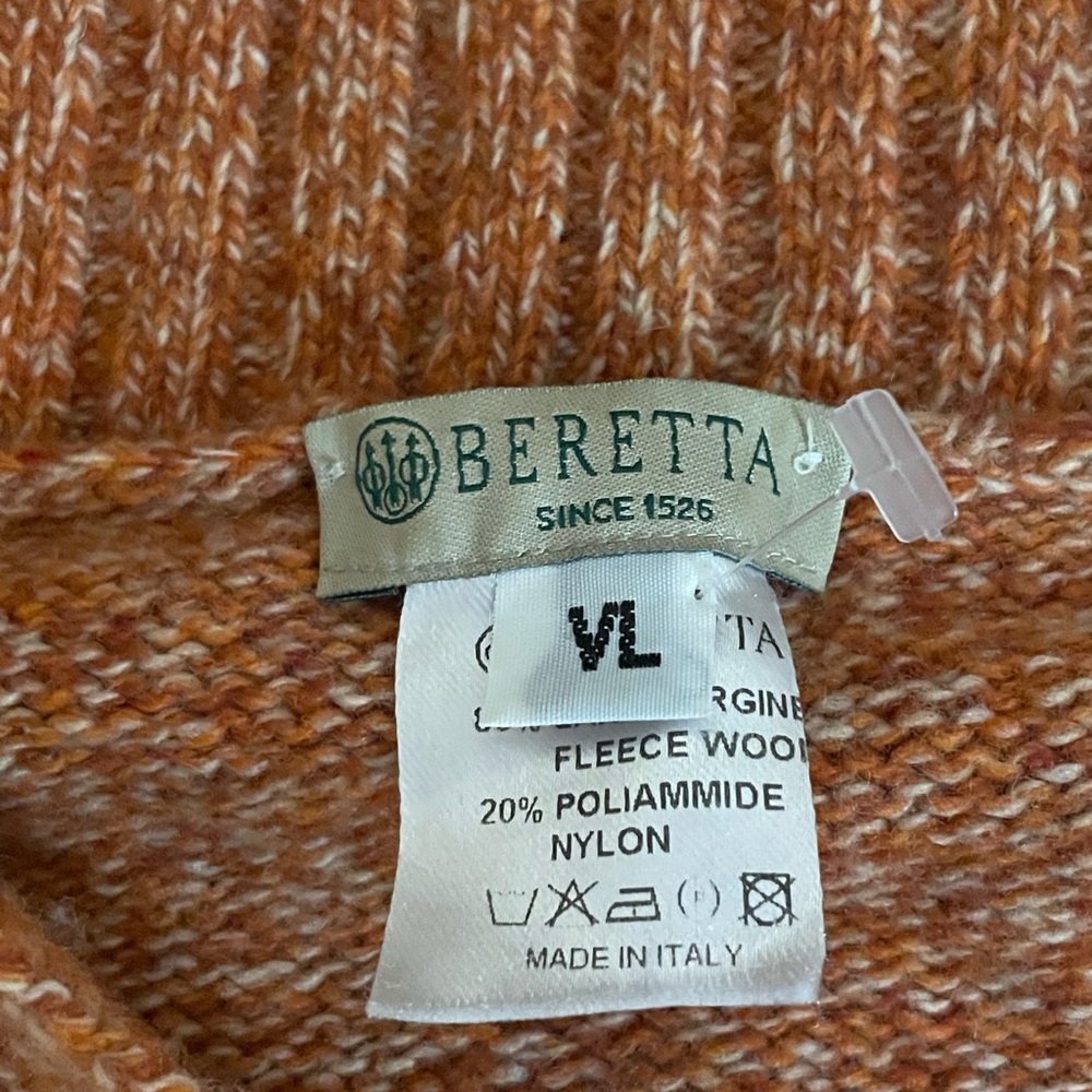 3/20 bundle Vintage Beretta Made in Italy Orange Knit Wool Sweater- VL - Picture 3 of 4